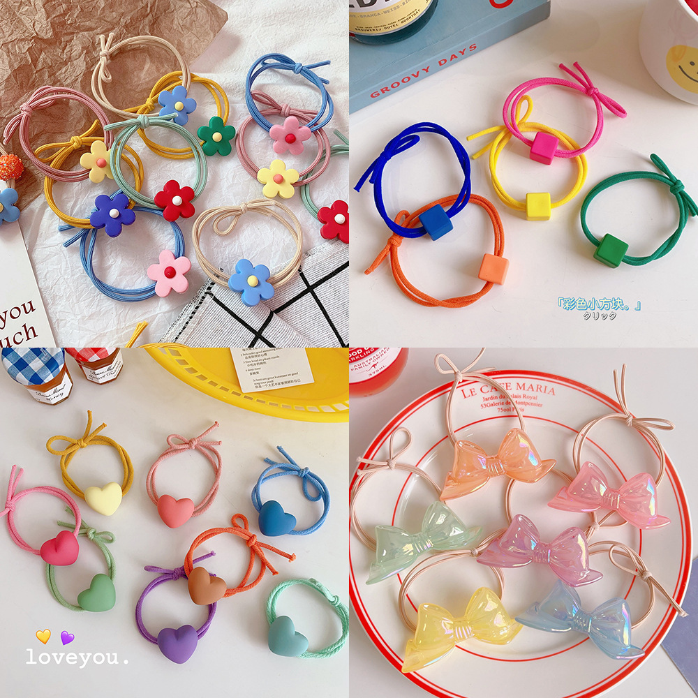 Japanese and Korean Lovely Fancy Candy Color Double Layer Bowknot Hair Ring Flower Hairband Colored Headband Jewelry Hair Accessories