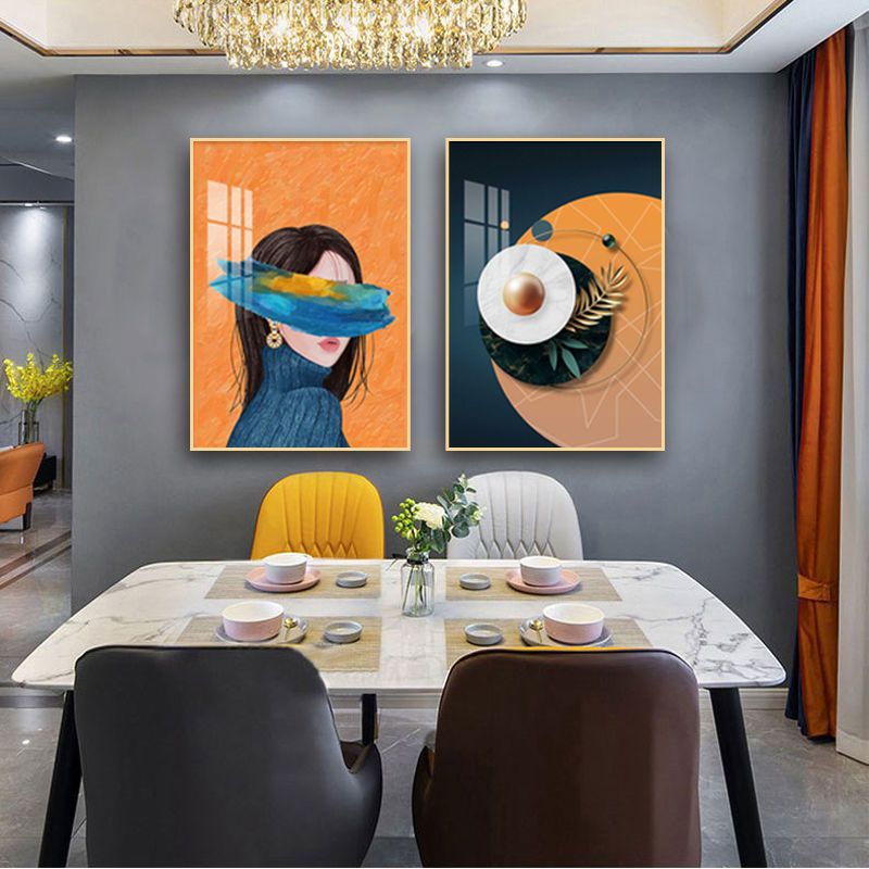 餐厅装饰画现代简约歺厅饭厅餐桌背景墙壁画清新酒杯抽象两联挂画