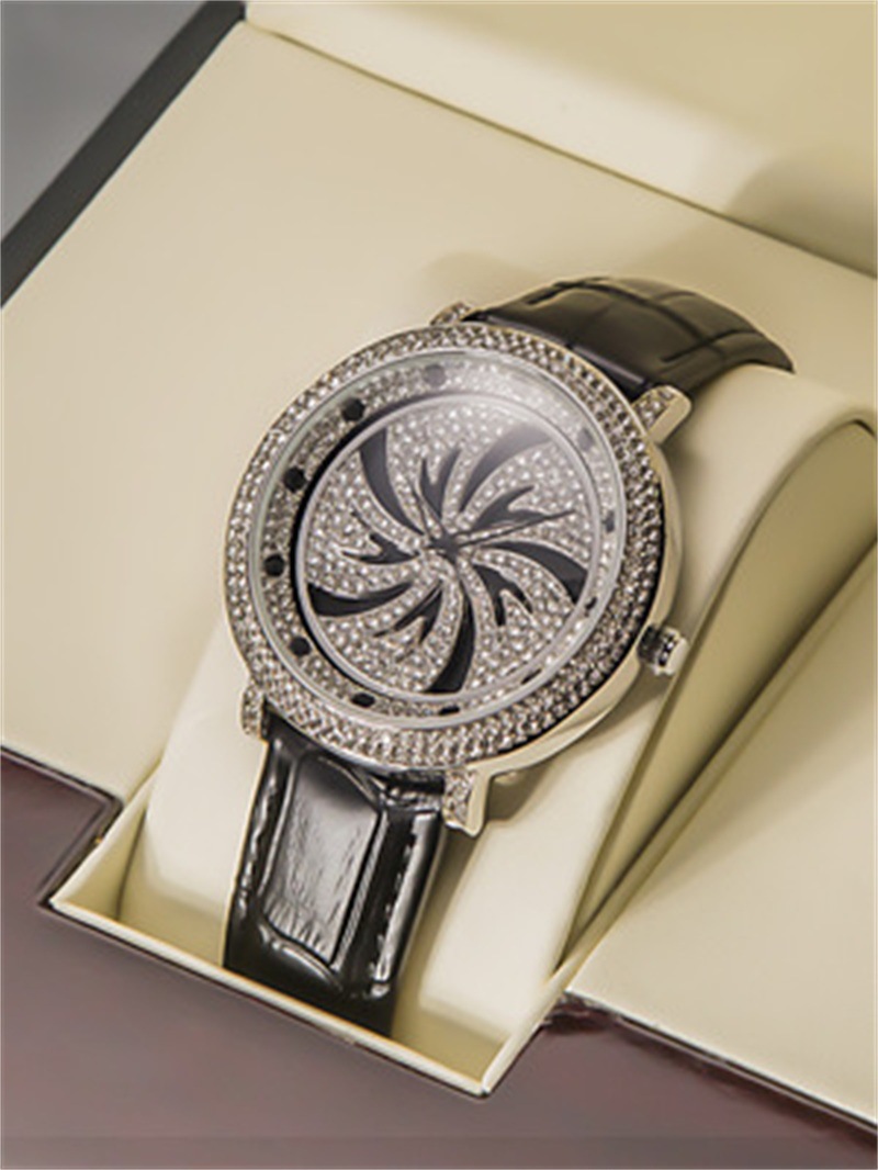 新款雪花女神时来运转手表女士满天星手表奢华小众镶钻旋转表0680