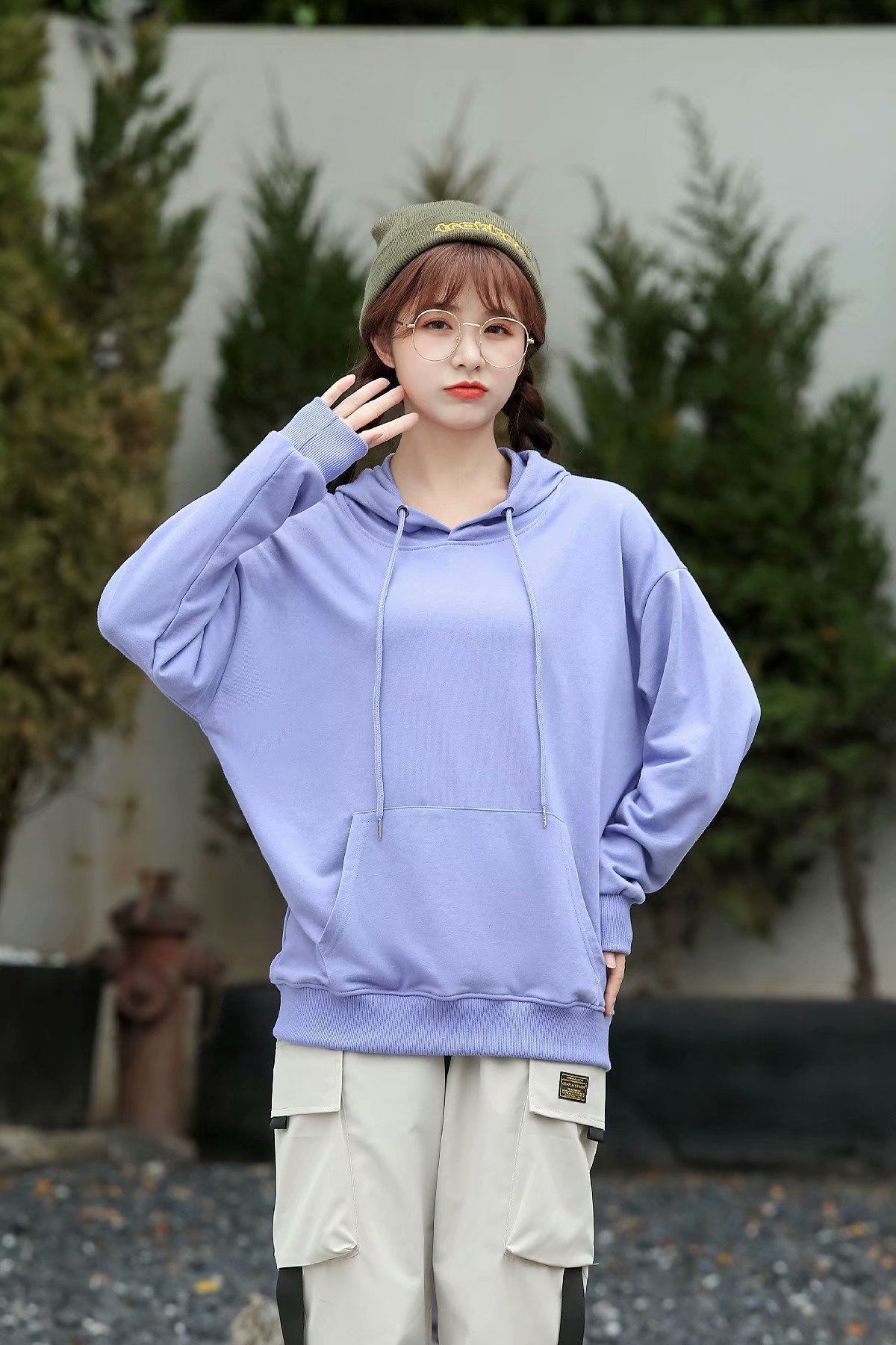 秋冬新品薄款落肩套头连帽卫衣长袖纯色班服团建宣传广告衫文化衫