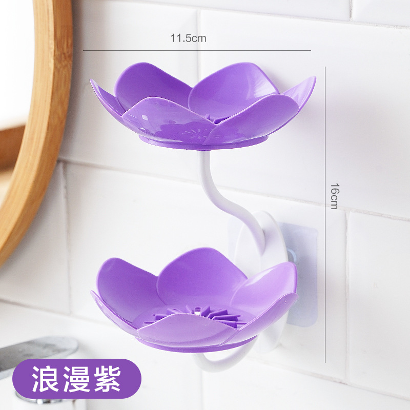 New Soap Box Soap Dish Wall-Mounted Draining Lotus Double-Layer Punch-Free Household Storage Rack Soap Artifact