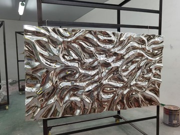 水元素波纹波浪纹不锈钢雕塑抛光敲打机理异形曲面五金制品定制