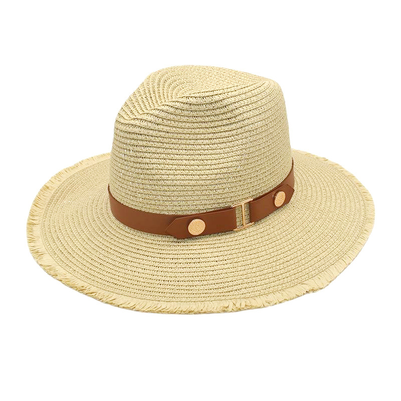 Straw Hat Women's Summer Seaside Beach Korean Style Ins Style Sunshade Sun Protection Hat New Belt Decorative Big Brim Fedora Hat