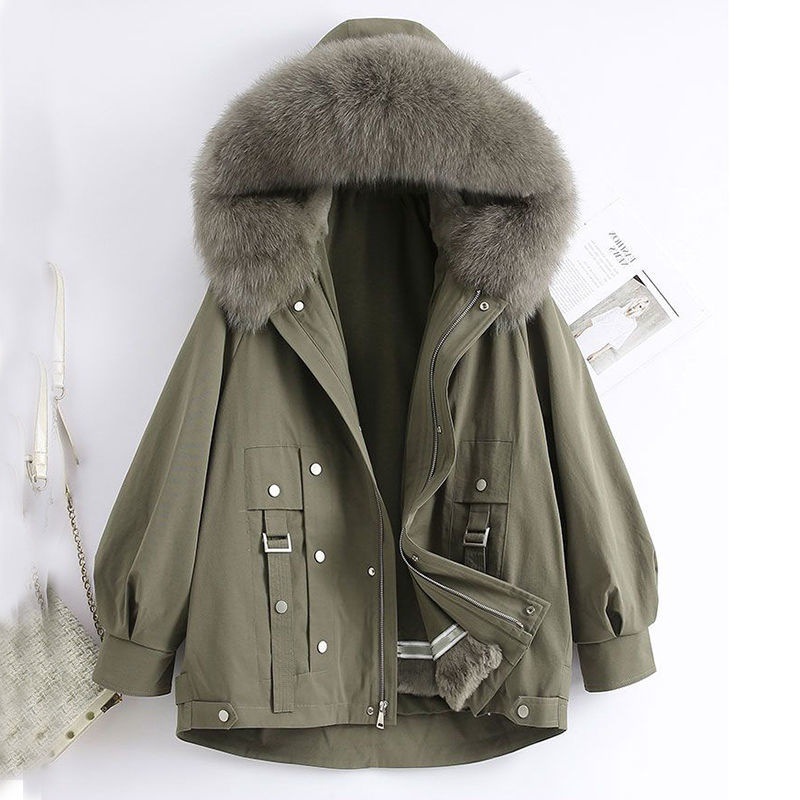 派克服2022新款洋气皮外套女厚款秋冬潮ins上档次冬季大码妈妈装