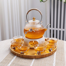 日式花草茶具套装带过滤花茶壶蜡烛加热煮茶炉餐厅水果泡茶壶