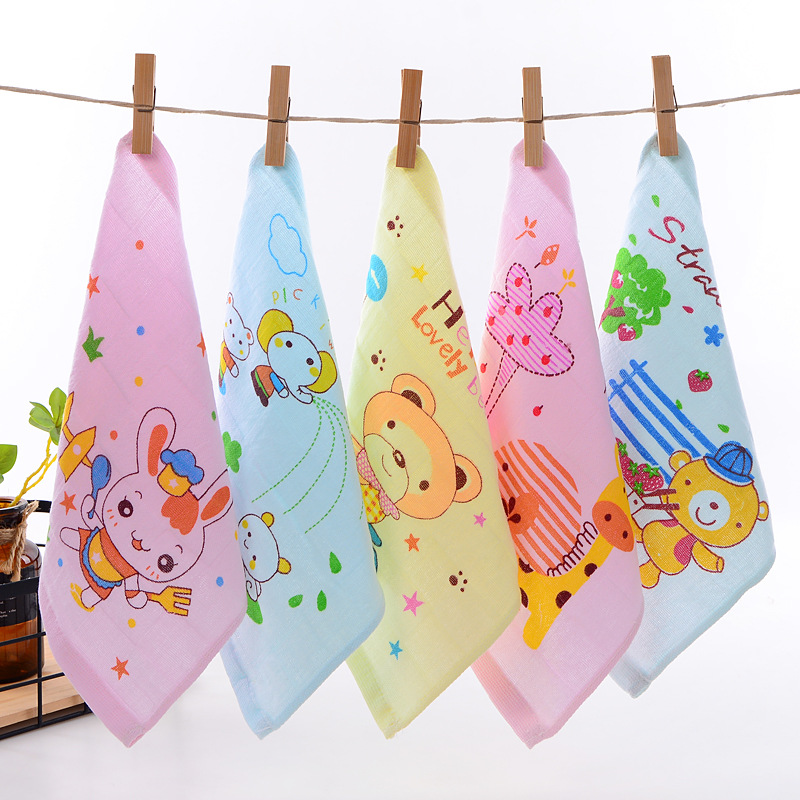 纱布小方巾手巾宝宝毛巾幼儿园餐巾厨房巾纯棉婴幼儿小手帕擦嘴巾