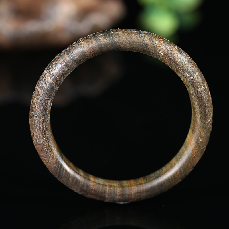 阿根廷吐丝绿檀手镯手串雕刻祥云纹样绿檀贵妃镯檀木女手镯清香味