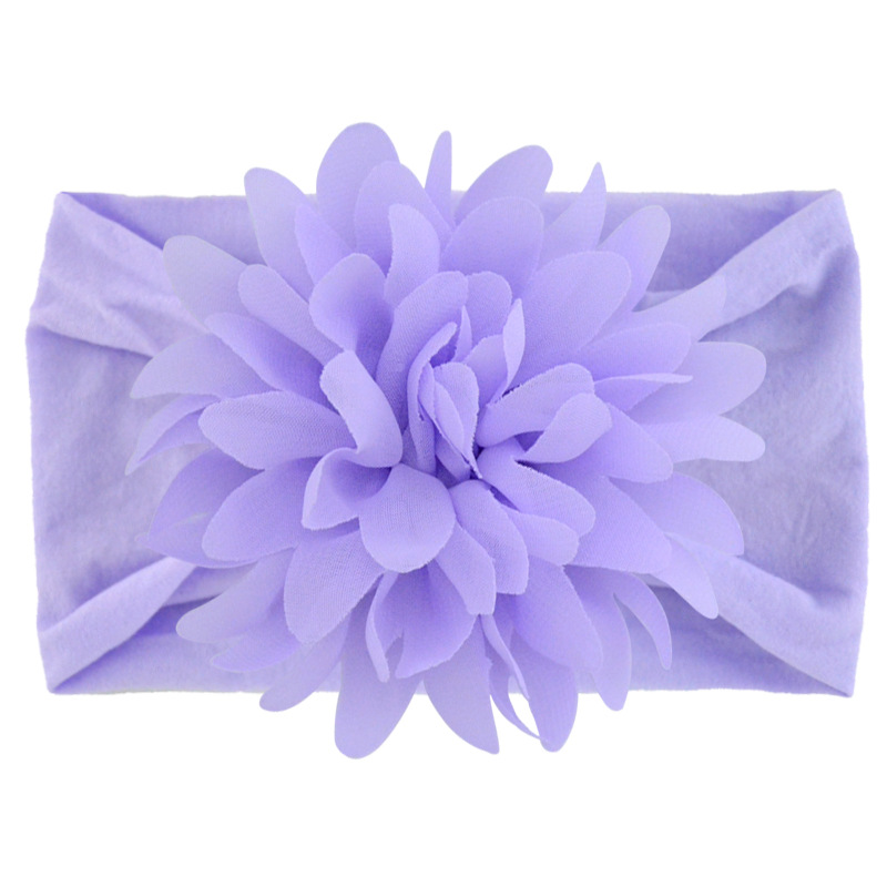 欧美儿童发饰 纯色雪纺花弹力尼龙宝宝头带 柔软宽边婴儿发带批发