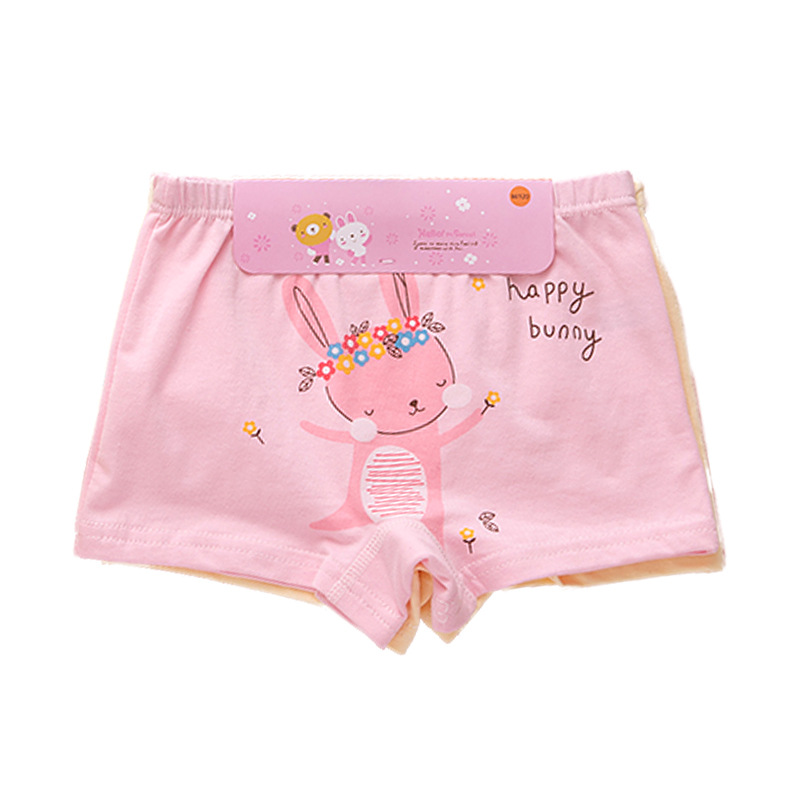 新款女童内裤儿童平角底裤柔软棉女孩四角裤透气2条卡纸装