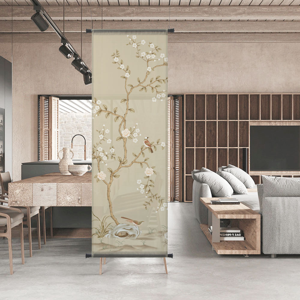 布艺挂屏玄关悬挂式屏风客厅会客厅装饰diy垂帘软隔断中式挂帘