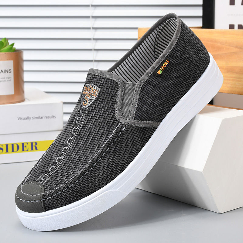 Old Beijing Cloth Shoes Men's Slip-on Lazy Platform Canvas Shoes Board Shoes Low Top All-Matching and Lightweight Retro Cloth Shoes Wholesale