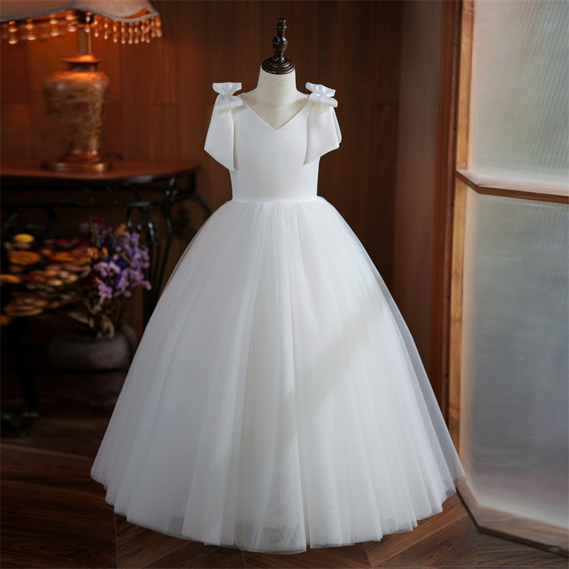 女童礼服中大童演出服走秀黑色蓬蓬裙钢琴管弦乐队演奏主持人比赛