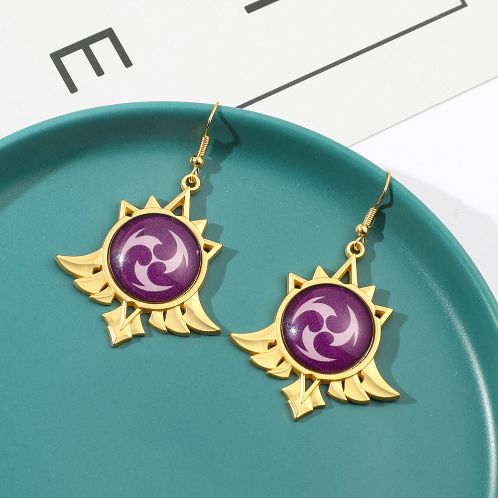 神之眼耳环原神游戏周边耳夹元素夜光耳饰二次元蒙德金属挂件配饰