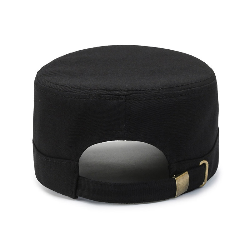 Solid Color Daily Work Cap Military Cap Factory Wholesale Male Student Japanese and Korean Style Embroidery Logo Flat-Top Hat