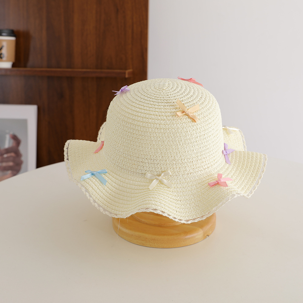 Summer Children's Sun Hat Baby Straw Hat Colorful Bow Girl's Cute Big Brim Sun Hat Cool Hat