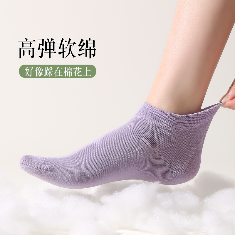 Solid Color Socks Women's Socks Spring and Summer Thin Cotton Anti-Pilling Low Top Invisible Socks Ankle Socks Women's Socks Wholesale