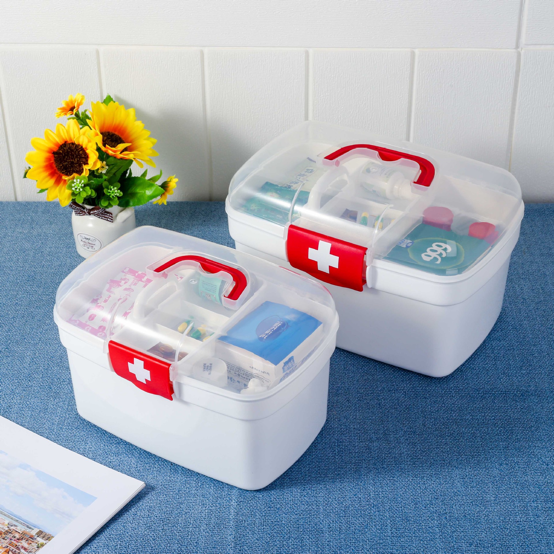 家庭药箱收纳医药箱药品箱厂家批发可加印logo小药箱活动赠品药箱