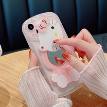 适用iphone15Promax手机壳KT猫镜子12苹果14保护套时尚13透明硅胶