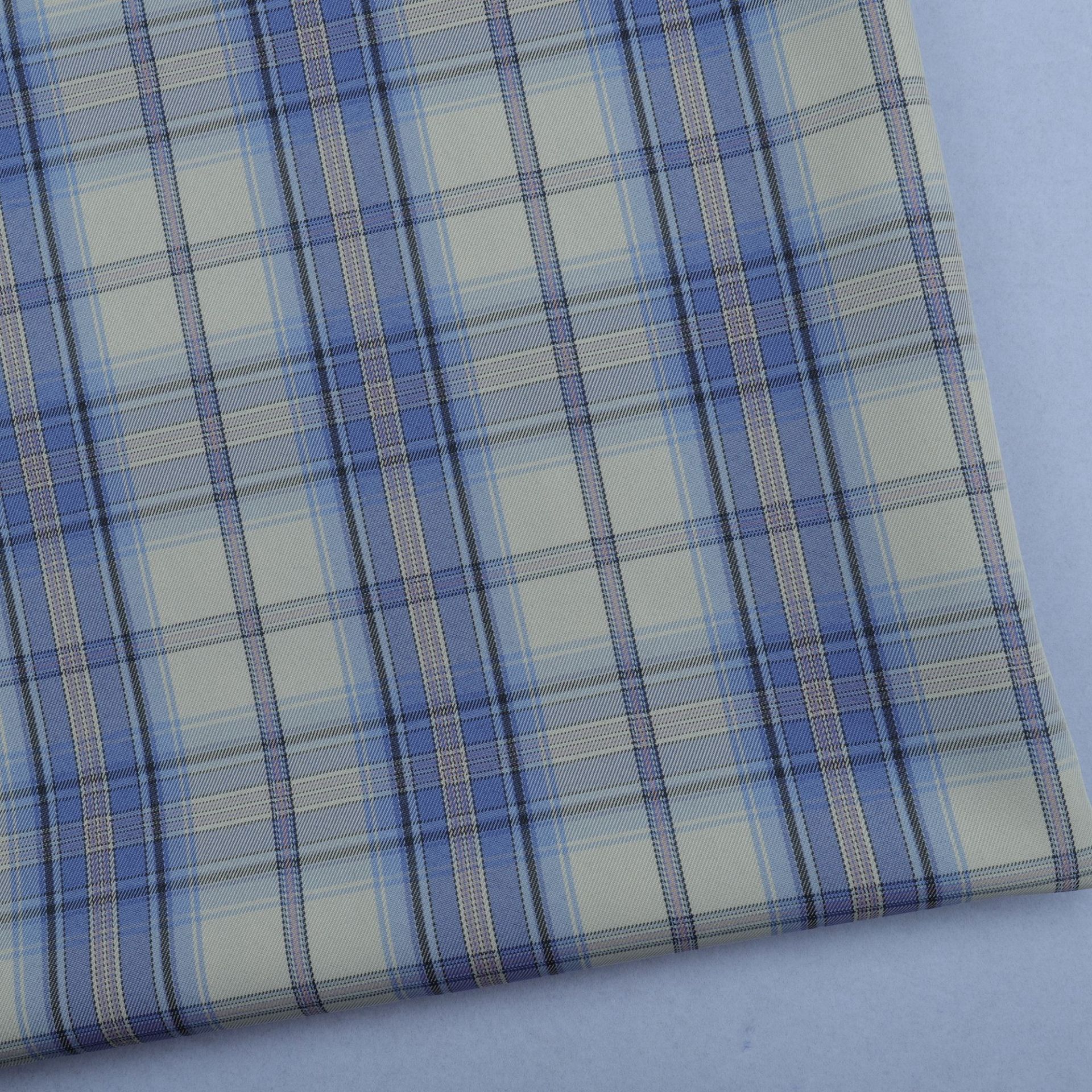jk灰蓝格子手工diy小物大肠发圈布料涤纶制服装领结百褶裙成品布