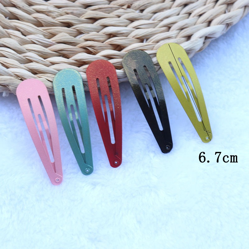 European and American Large Hair Clip Matte Gold Metal Hair Clip Hairpin Color Water Drop Paint Side Clip Bang Clip Wholesale