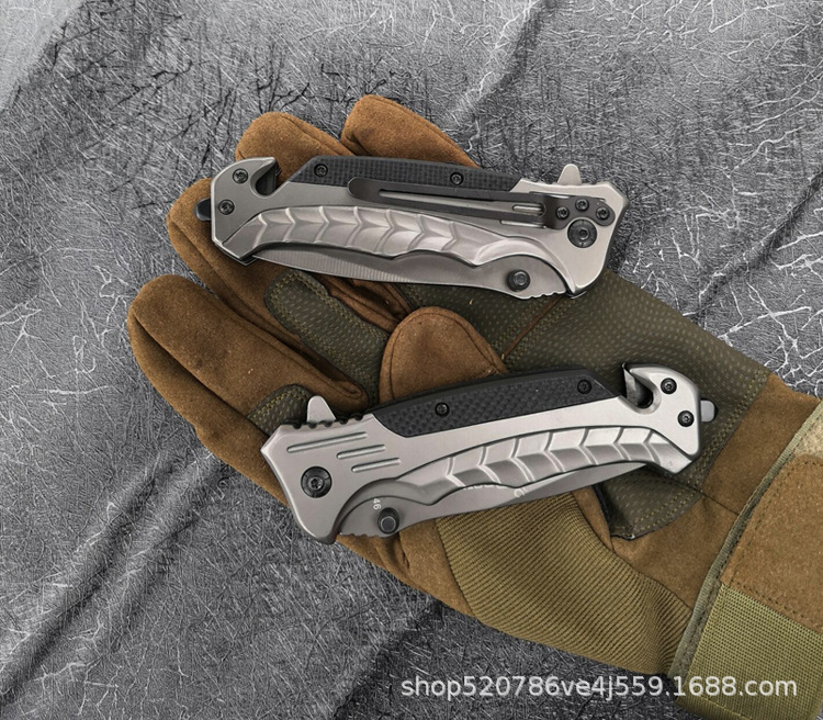 跨境户外刀具折叠刀户外用品弹簧钢水果刀野外高硬度fa46军刀