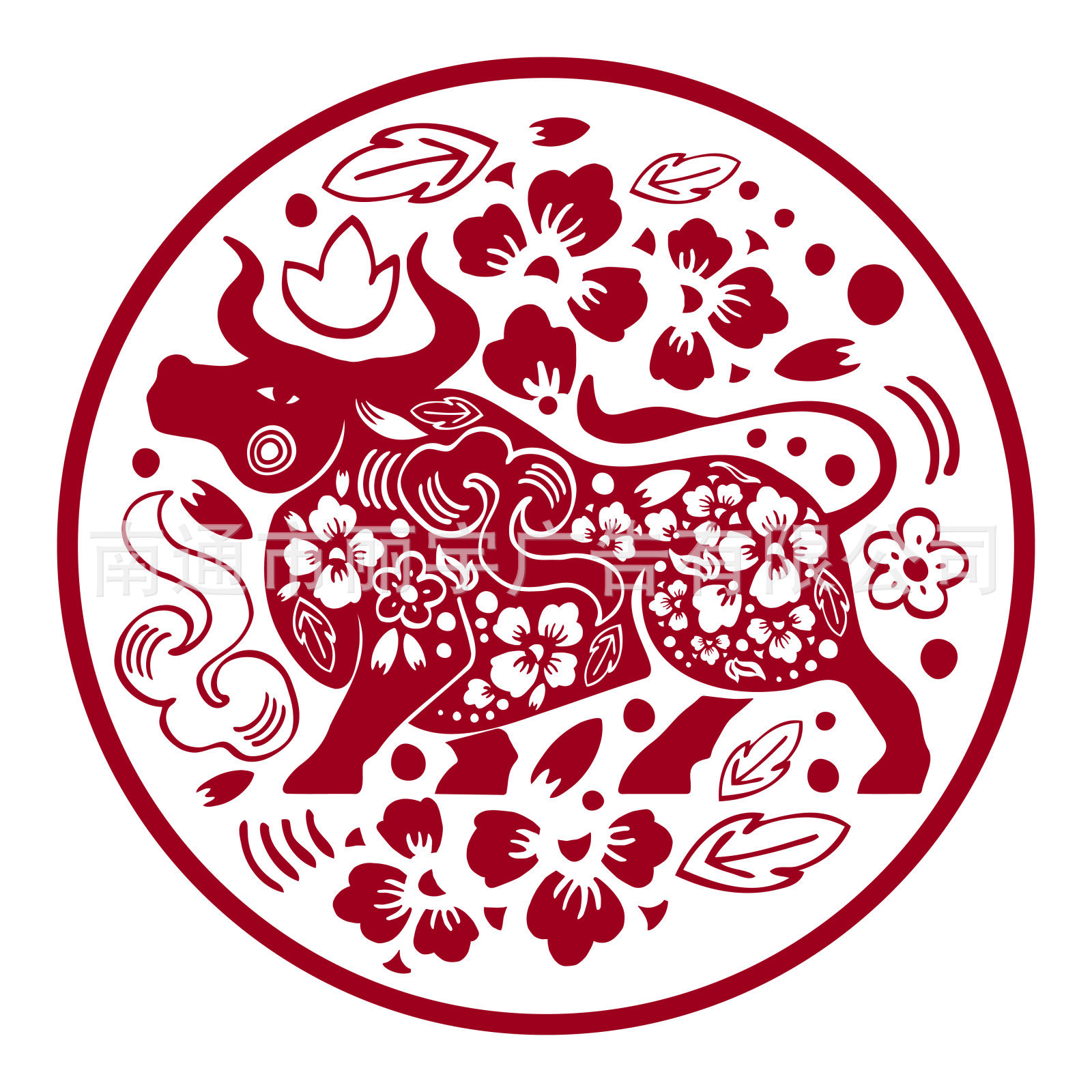 中国红 牛 图案自粘可移除pvc贴纸 墙贴 窗贴 亚马逊热卖 xd1976n