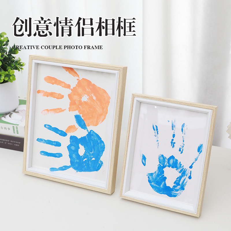 情侣手印diy相框七夕情人节礼物宝宝周岁手印留念周年纪念摆台