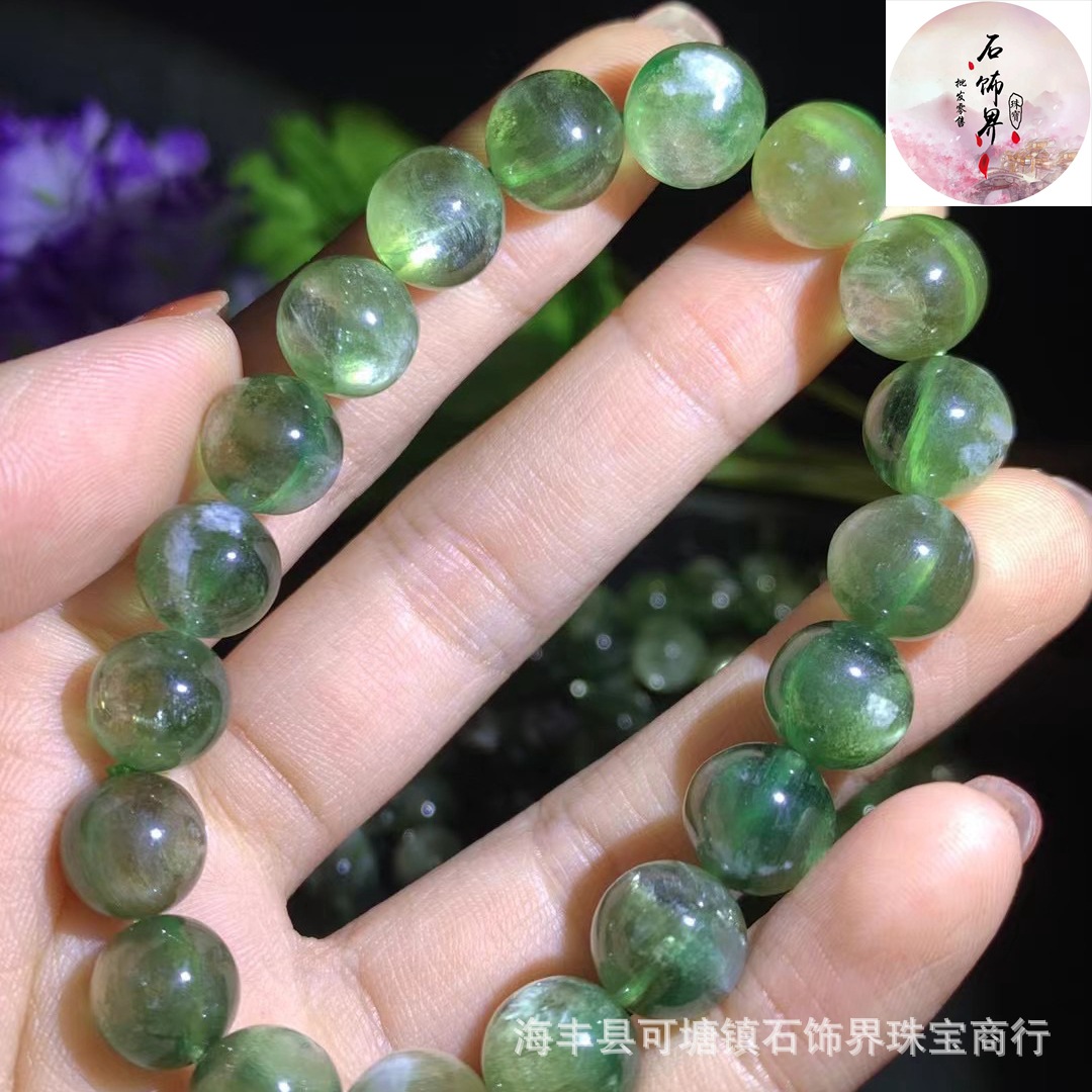 dikai天然绿锂云母单圈水晶手链女气质天然石女手链直播货源批发