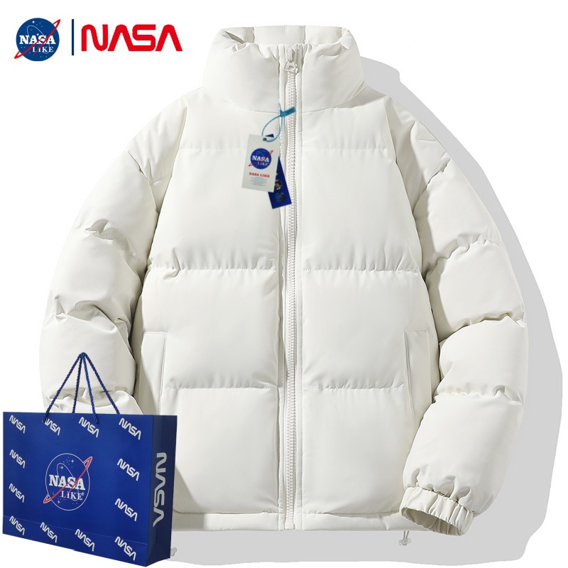 Nasa Joint Name Winter Cotton-Padded Coat Men's Short Cotton Jacket Thickened Fashion Brand Jacket Men's Warm Winter Clothing Jacket Solid Color Men's