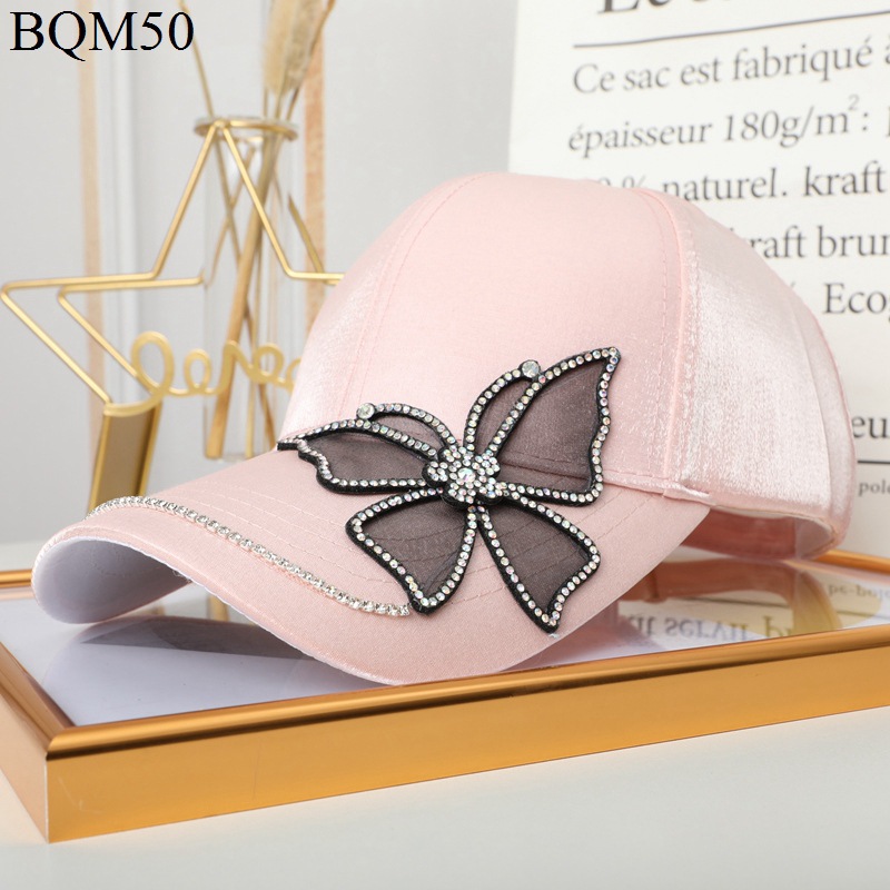 Spring and Summer New Baseball Cap Women's Rhinestone Peaked Cap Mercerized Cotton Butterfly Sun Hat Outdoor Sun Protection Casual Hat