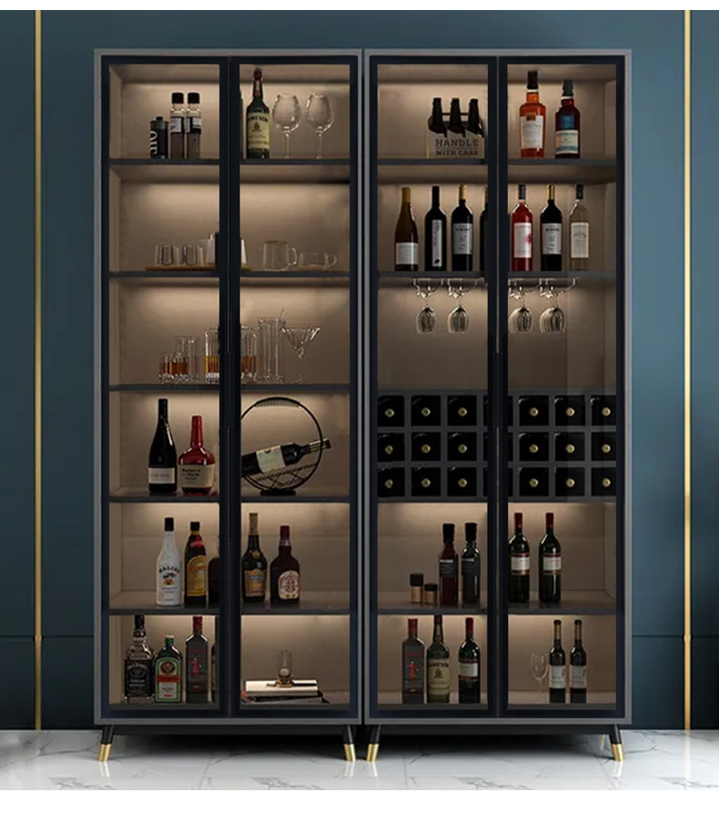 厂家直供轻奢极简铝合金玻璃柜门衣柜酒柜展示柜铝框钢化玻璃门