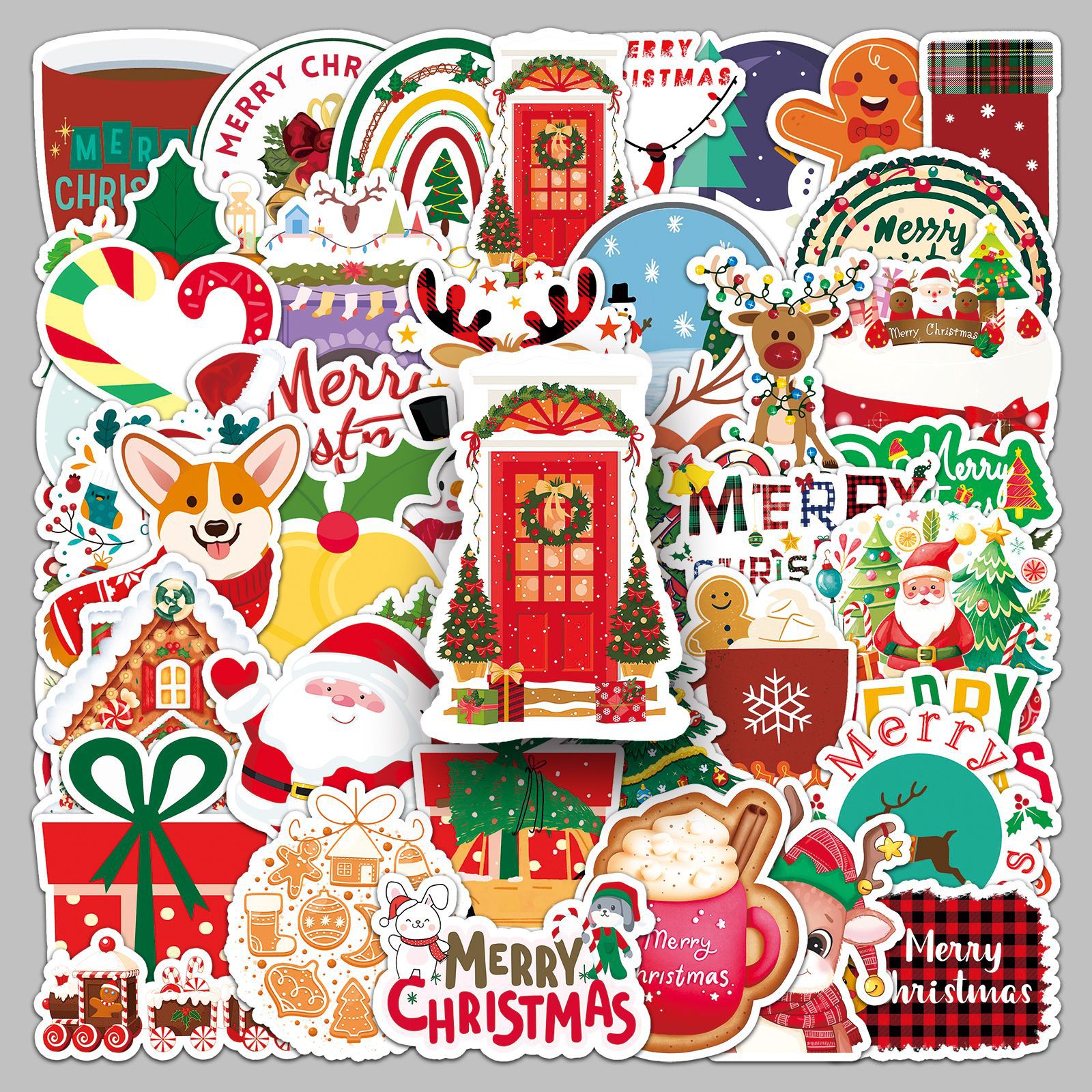 50 christmas stickers cartoon christmas waterproof holiday decoration diy thermos cup computer cellphone stickers