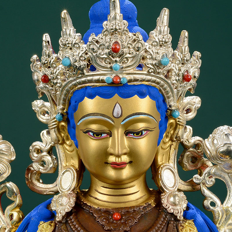 佛缘汇 绿度母铜佛像藏传佛像铜鎏金鎏银家用佛堂居家摆件度母像
