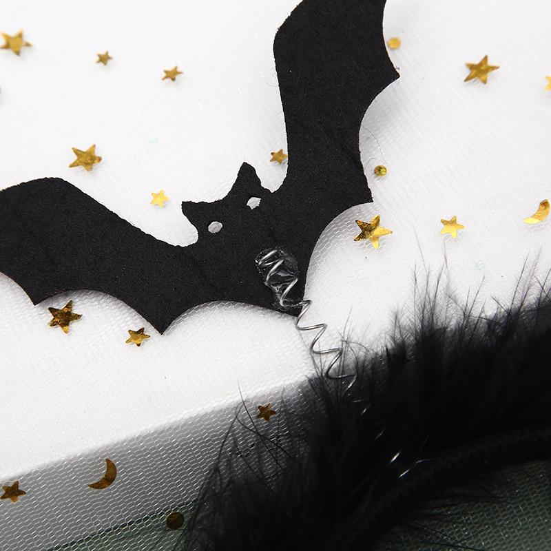 Halloween Black Bat Funny Headband Cross-Border Ghost Festival Party Decorative Head Hoop Children Stage Performance Hair Accessories