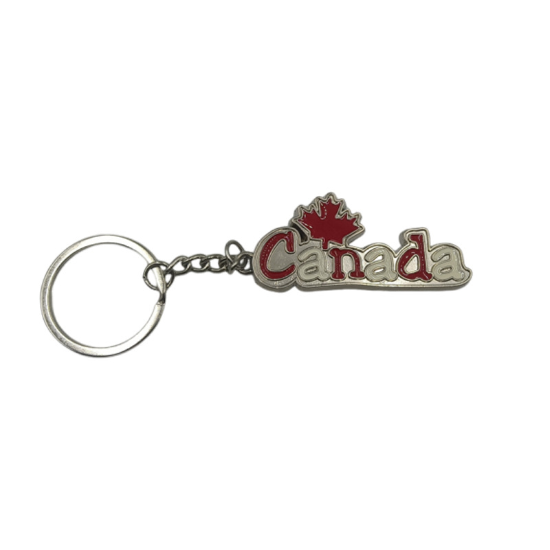 Tourist Souvenir Canada Maple Leaf Metal Keychains Support Drawing and Sample Opening Customized Keychain Pendant