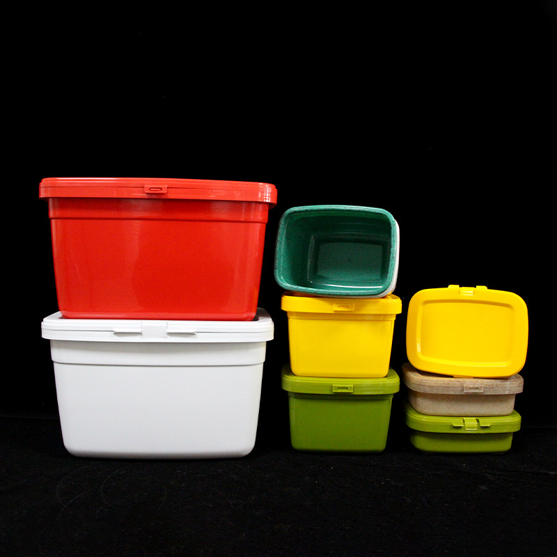 500g白色酱盒黄豆酱拌面酱生菜蘸酱包装盒塑料盒厂家