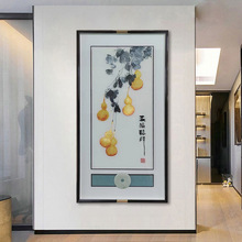 苏绣成品画玄关装饰画国风山水框中框玉石款立体透纱壁饰高档挂画