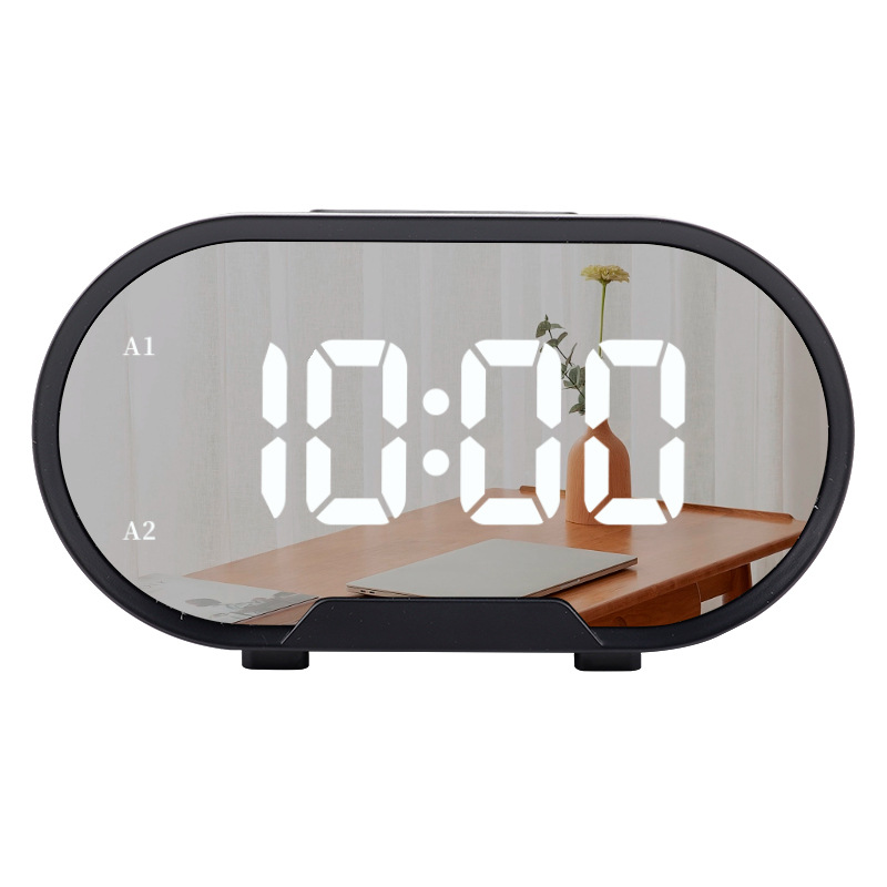 Cross-Border New Led Mirror Alarm Clock Simple Large Screen Digital Clock Student Wake up Artifact Desktop Electronic Desk Clock