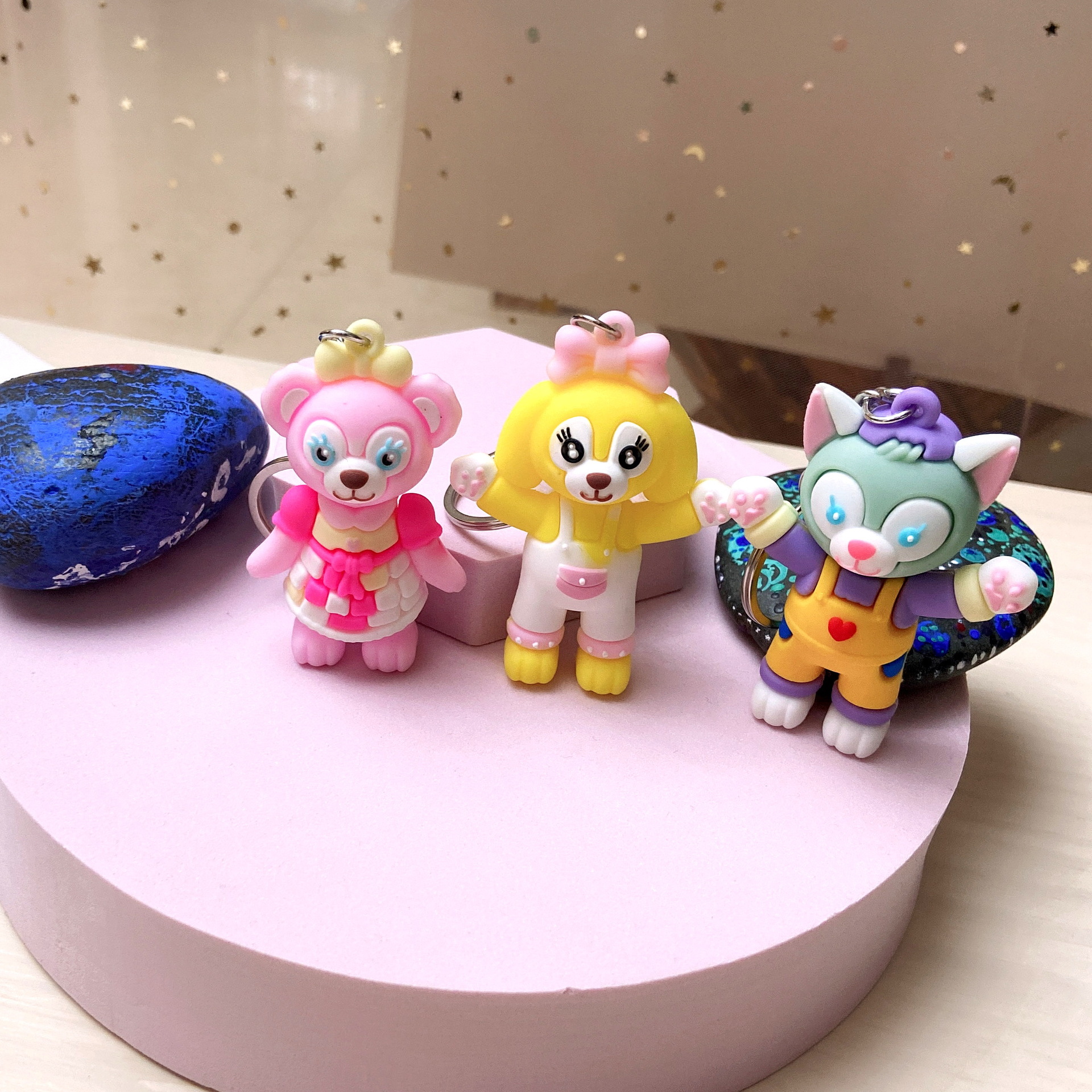 5093# Soft Plastic Cartoon Doll Key Pendants Ling Na Bei Er StellaLou Little Fox Duffy Bear Schoolbag Pendant