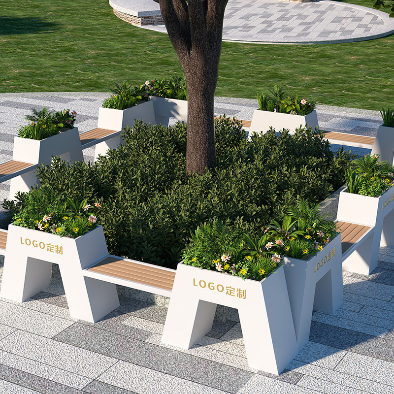售楼部户外花箱花槽组合花架外摆花池花坛广场室外不锈钢花盆