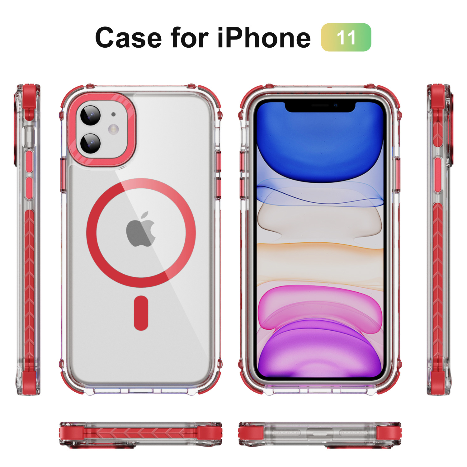 新款跨境彩虹一号高透磁吸iphone11手机壳苹果11 pro防摔外贸爆款