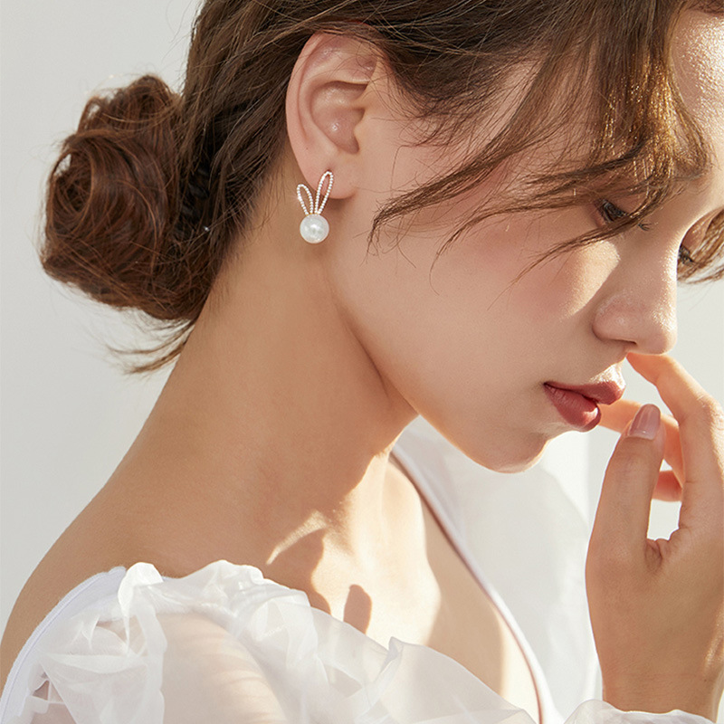 Korean Style Korean Style Sterling Silver Needle Rabbit Stud Earrings Cute Earrings Creative Japanese Summer Fresh Earrings Rabbit Stud Earrings