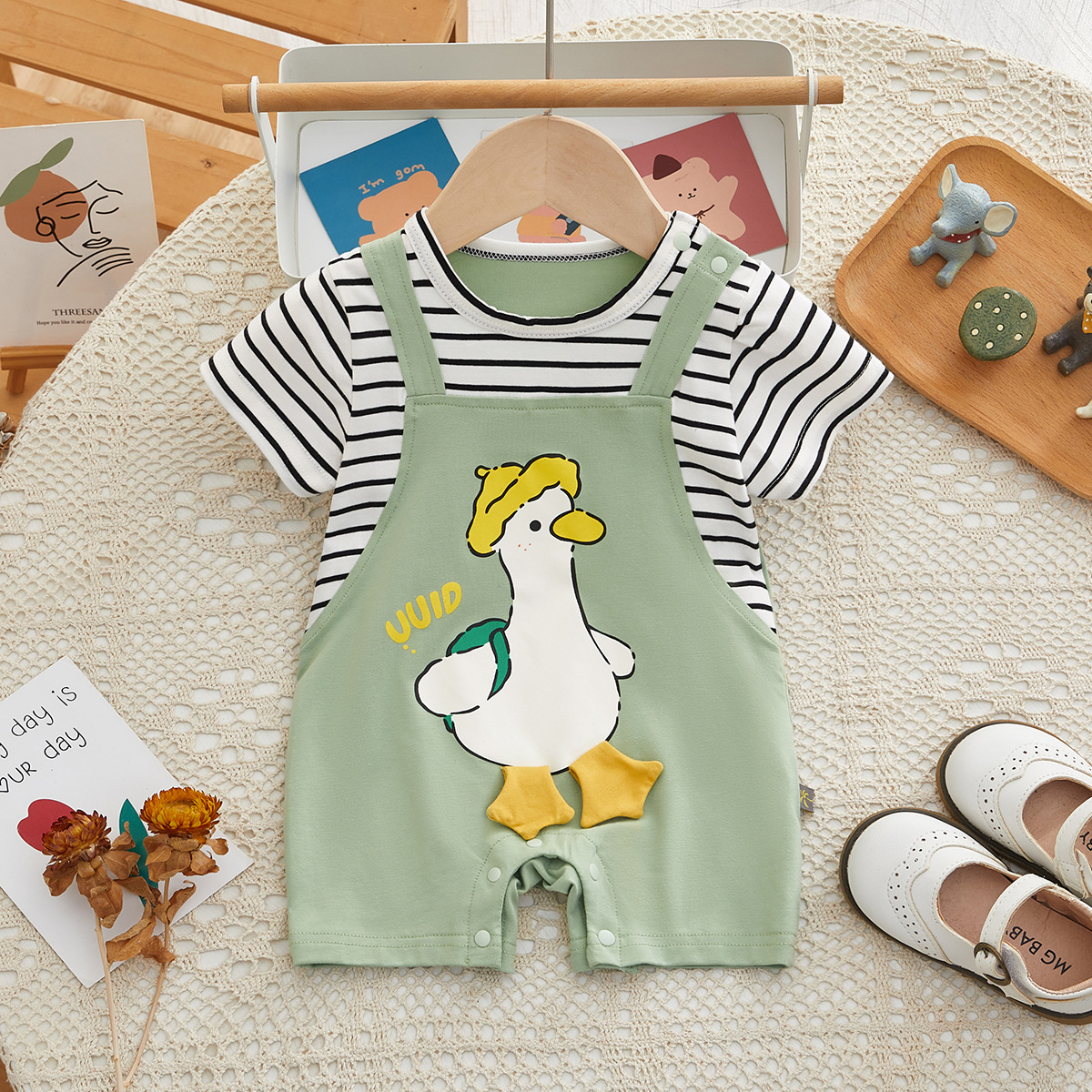 新生儿衣服夏季婴儿连体衣小鸭子宝宝衣服短袖夏儿夏装婴儿衣服