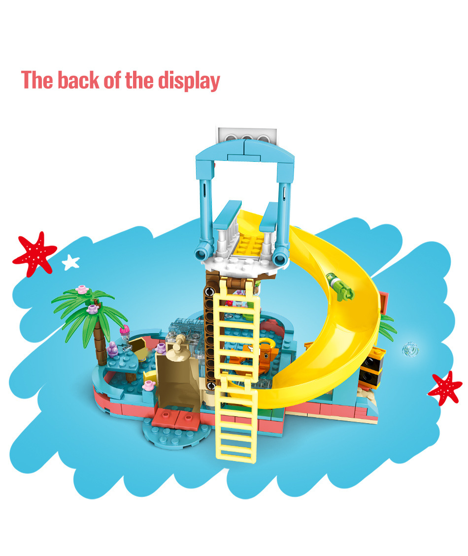 女孩沙滩系列野营房车水上乐园沙滩别墅海鲜餐厅兼容乐高积木玩具
