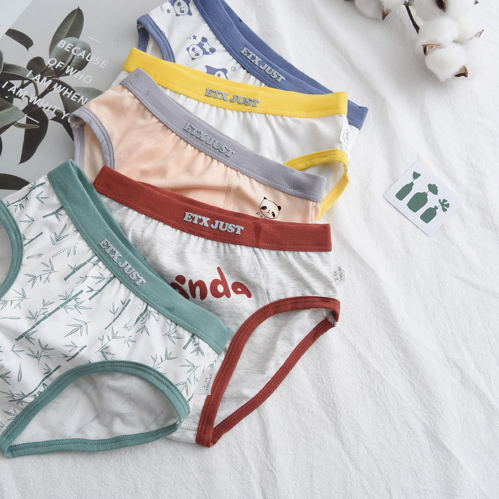 etx新款熊猫系列男童三角内裤棉短裤卡通印花青少年 2-16岁内裤