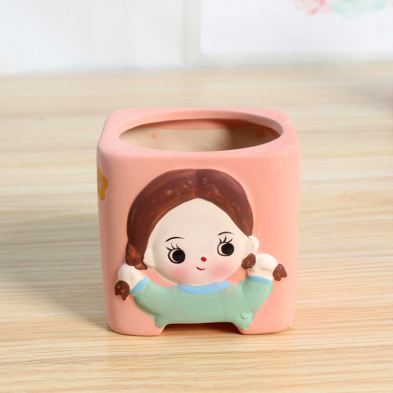 韩式花盆陶瓷创意手绘陶瓷花盆绿植花卉植物盆器桌面盆栽4364