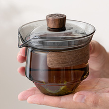 高硼硅玻璃盖碗茶杯单个耐热防烫手抓壶大号泡茶功夫茶具茶碗带盖