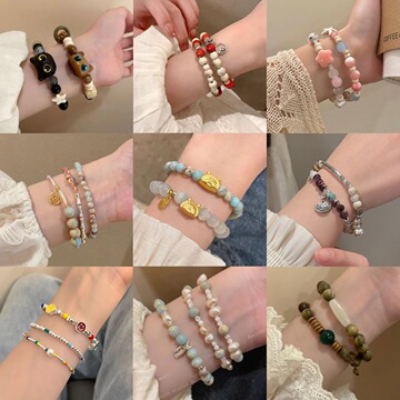 夏季百搭时尚炫酷风串珠手串ins潮女气质高级感超仙手链闺蜜礼物