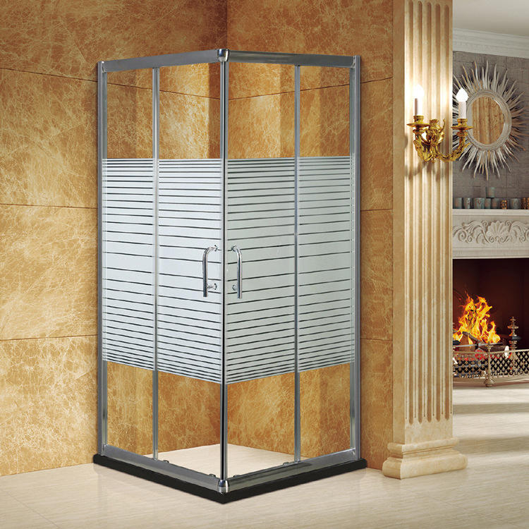 定制不锈钢l直角玻璃浴屏卫生间干湿分离隔断简易推拉移门淋浴房