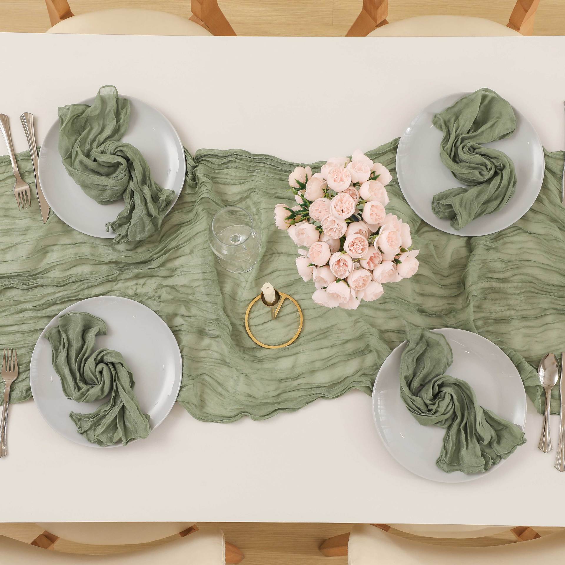 欧式新款波西米亚风桌布婚礼派对巴厘纱褶皱布桌旗餐巾装饰家用